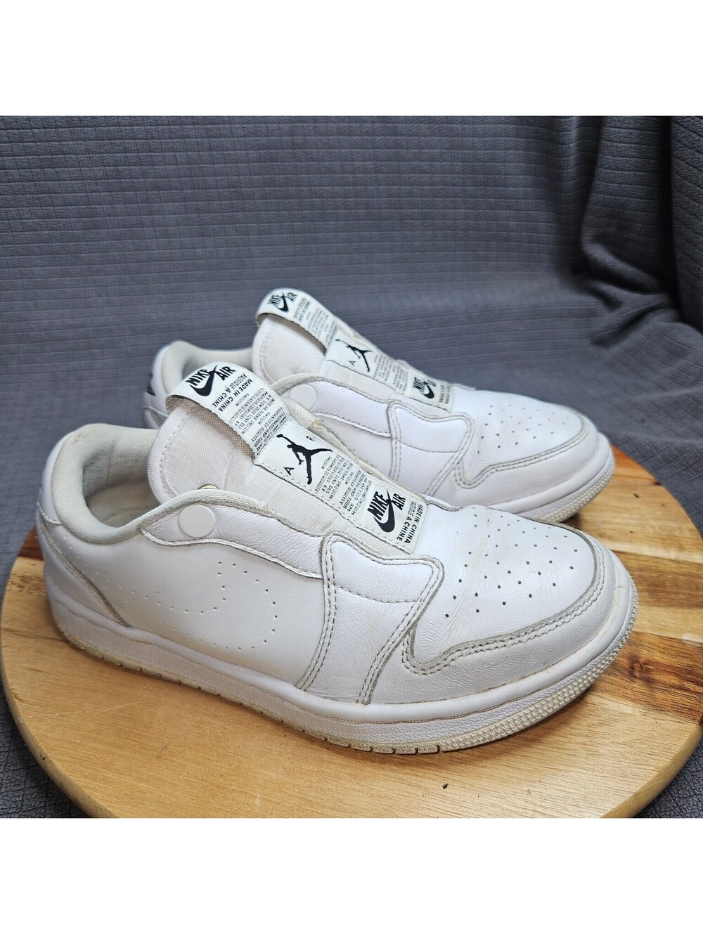 Jordan 1 Low Slip Athletic Shoes Women's White US 5.5 Leather Sneakers